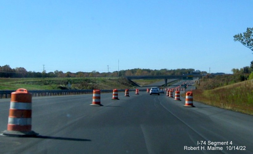 Image of new pavement for extension of West NC 74 (Future I-74) Winston-Salem Northern Beltway approaching US 311 exit, October 2022