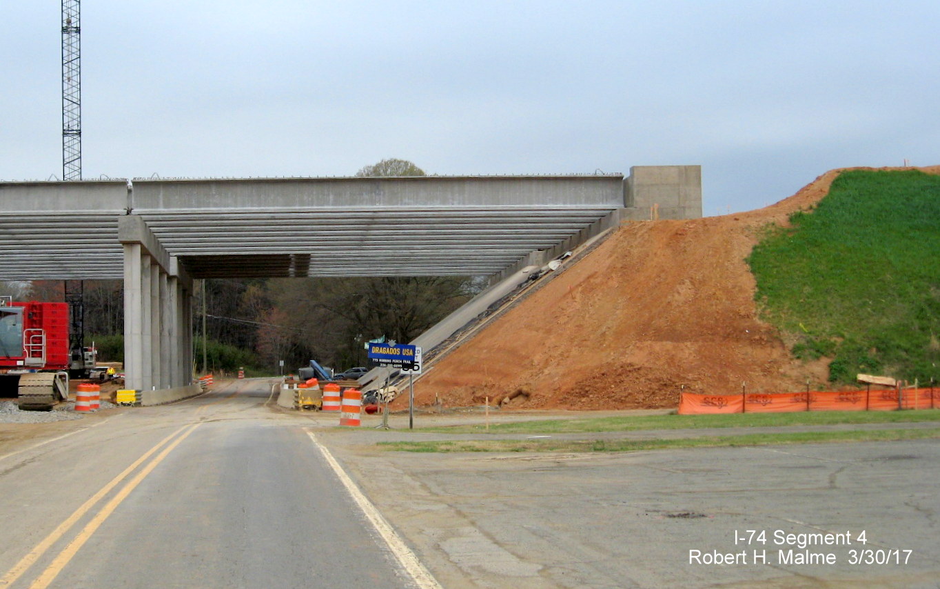 Image showing closer look of northern end of I-74/Winston-Salem Beltway bridge being constructed over W. Mountain St. in Winston-Salem