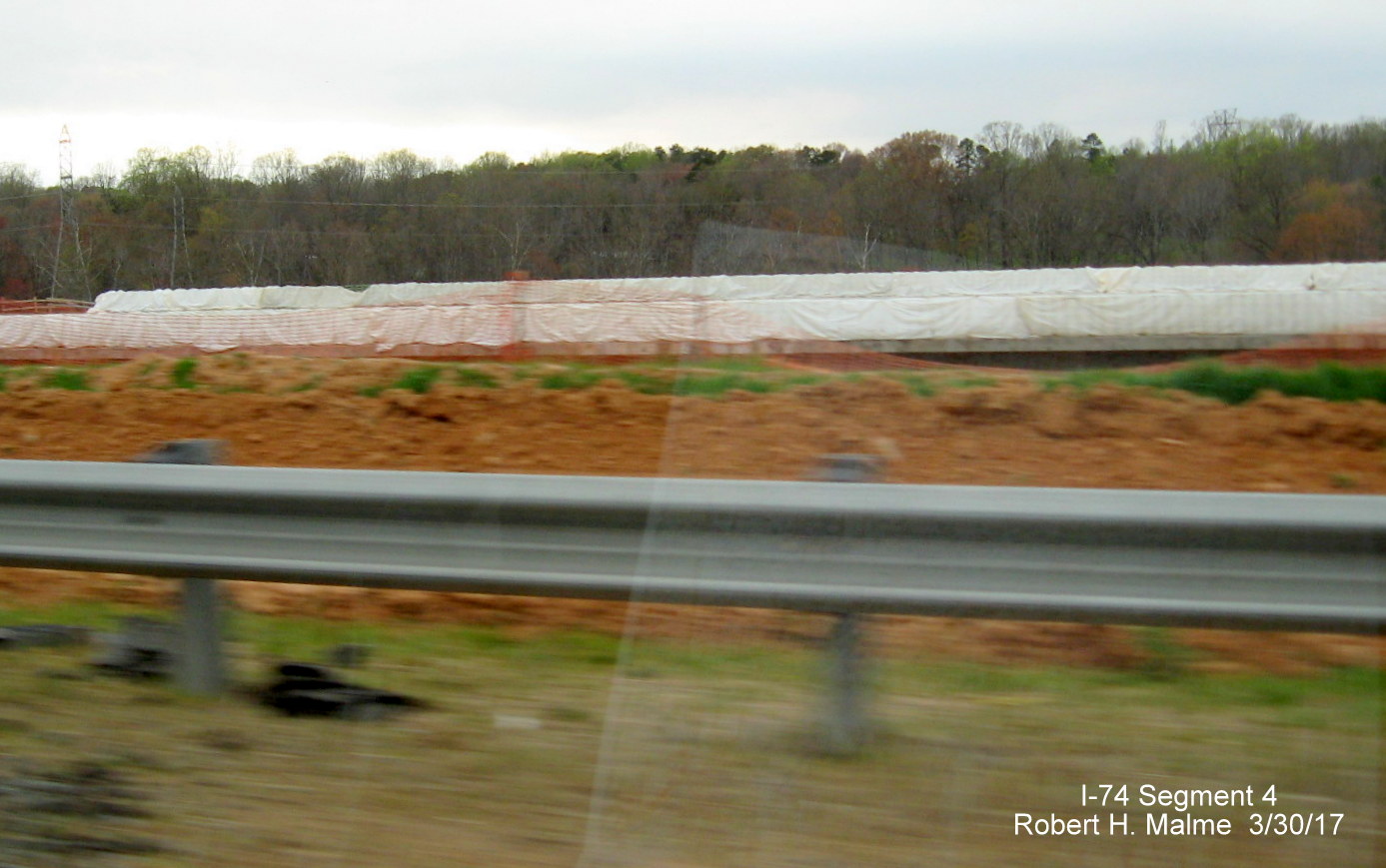 Image of construction to north of US 158 in I-74/Beltway construction zone in Winston-Salem