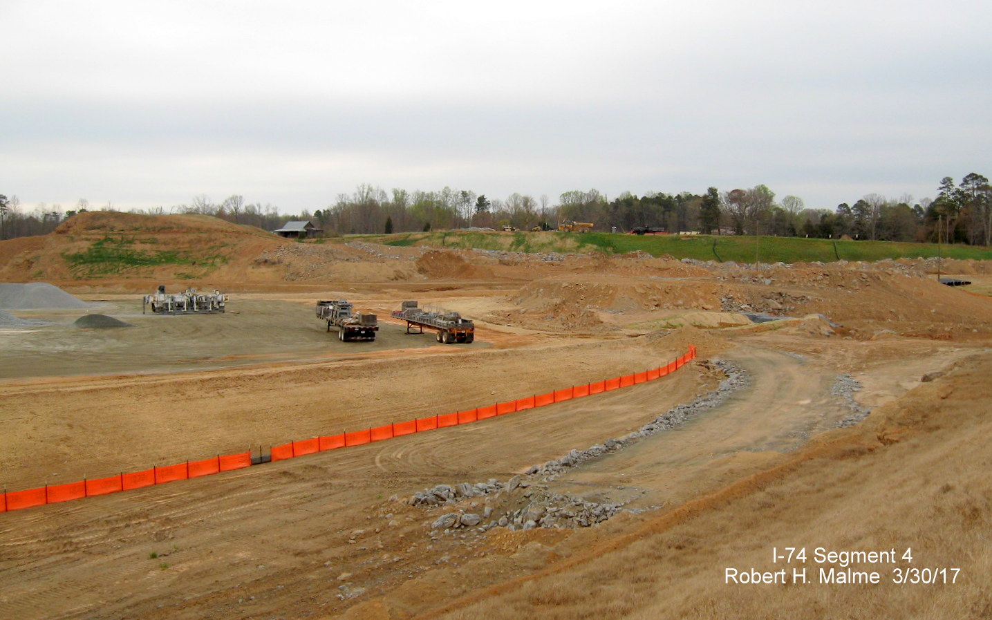 Image of view looking south along future alignment of I-74/Beltway at US 158 interchange construction zone in Winston-Salem