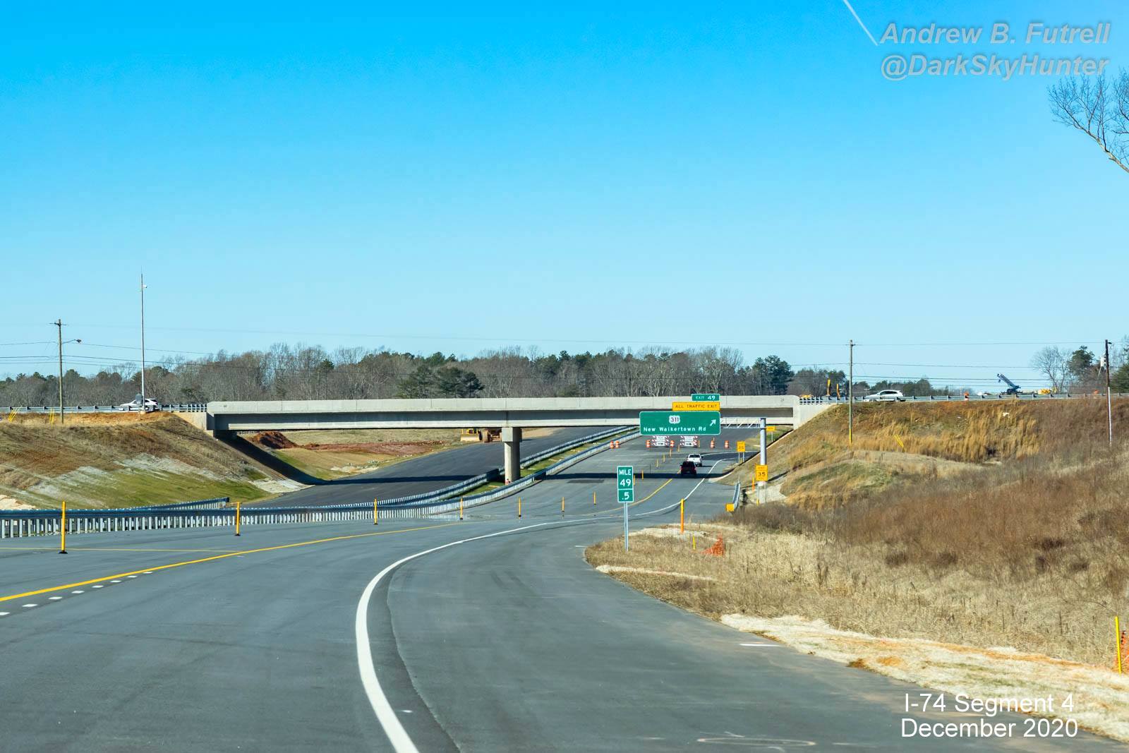 Image of newly opened section of NC 74 (Future I-74) West Winston-Salem Northern 
        Beltway, by Andrew F. Futrell, December 2020
