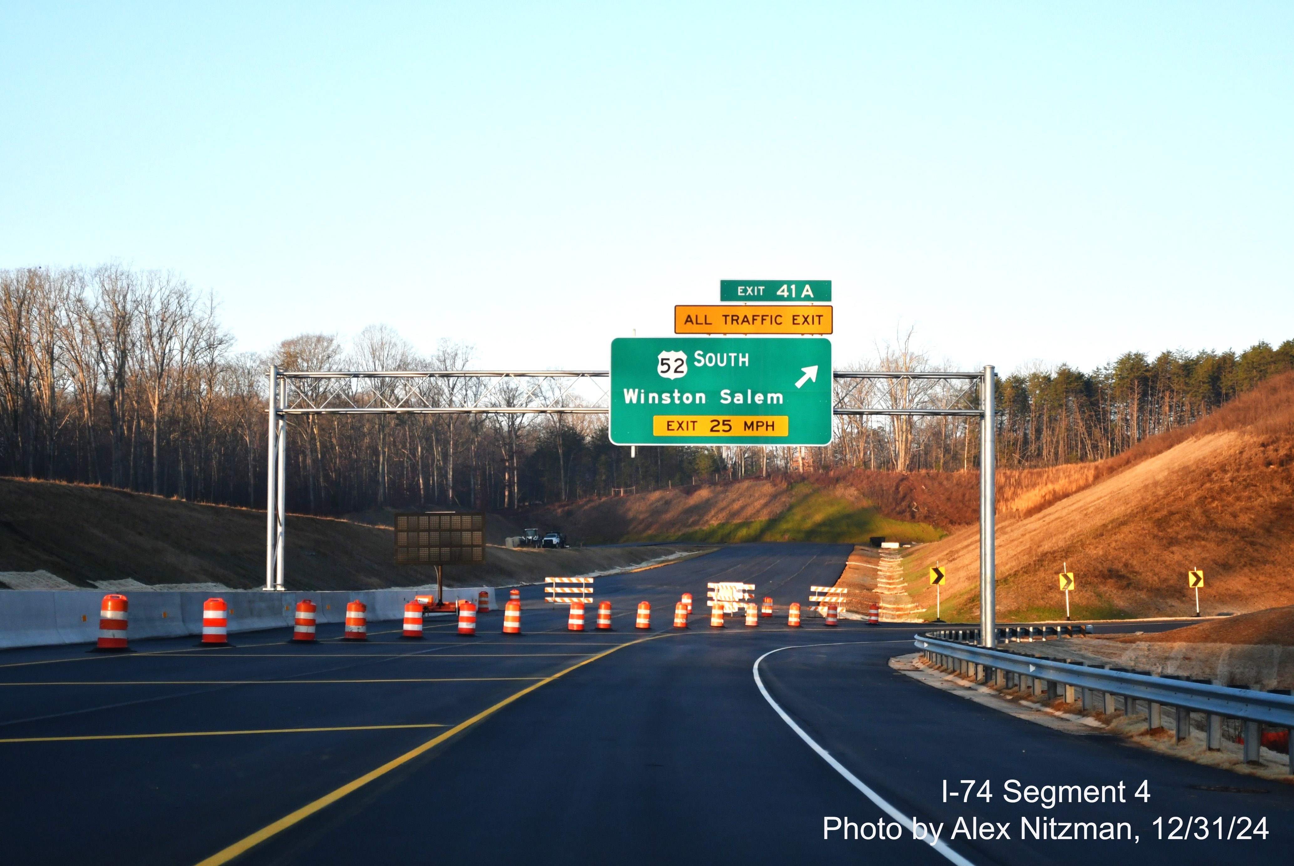 Image of recently opened ramp to Future I-274/Winston-Salem Northern Beltway at US
	  US 52 South exit, December 2024, Alex Nitzman