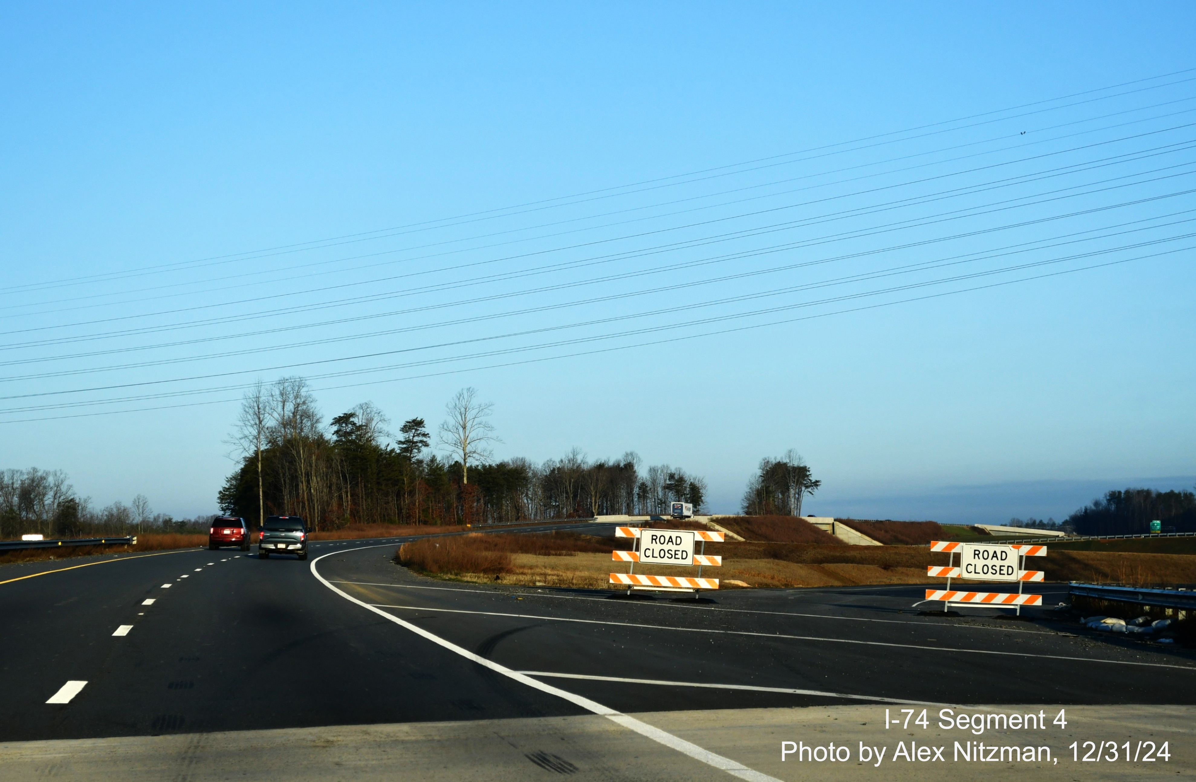 Image of future ramp to the Winston-Salem Northern Beltway West from US 52 North 
	  in Rural Hall, December 2024, Alex Nitzman