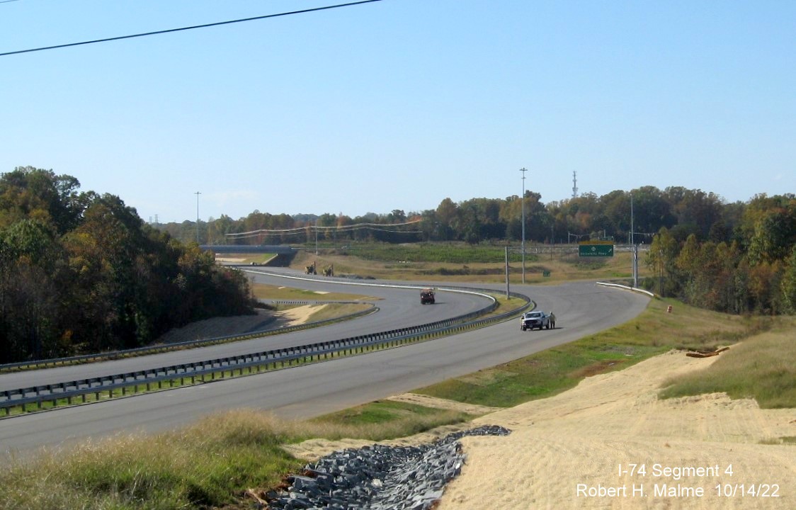 Image of overhead signage at future NC 74 East ramp to NC 66/University Parkway
                                             in Winston-Salem, October 2022