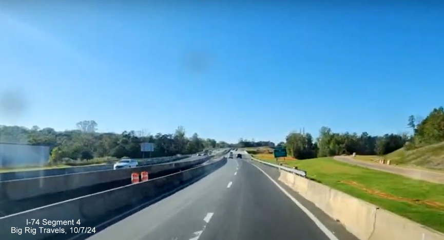 Screen grab of video showing lack of progress on future ramp from US 52 North to NC 74
       (Future I-74) East/Winston-Salem Northern Beltway, Big Rig Travels, October 2024