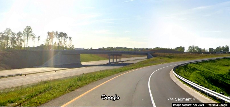 Image of NC 74 West ramp traffic approaching US 52 North, Google Maps Street View, April 2024