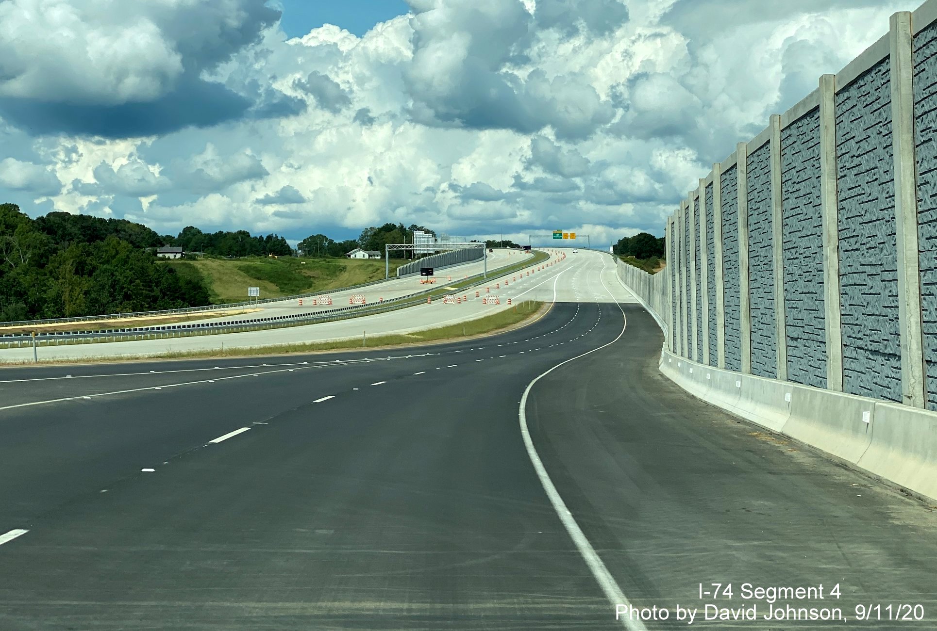 Image of lanes on ramp from US 421 North merging onto newly opened Winston Salem Northern Beltway Lanes, by David Johnson September 2020
