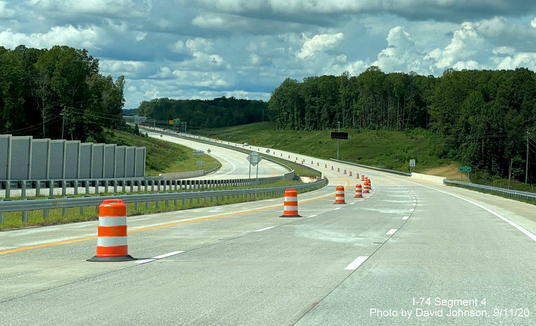 Image of NC 74(Future I-74) West Winston Salem Northern Beltway lanes approaching US 158 exit, by David Johnson September 2020