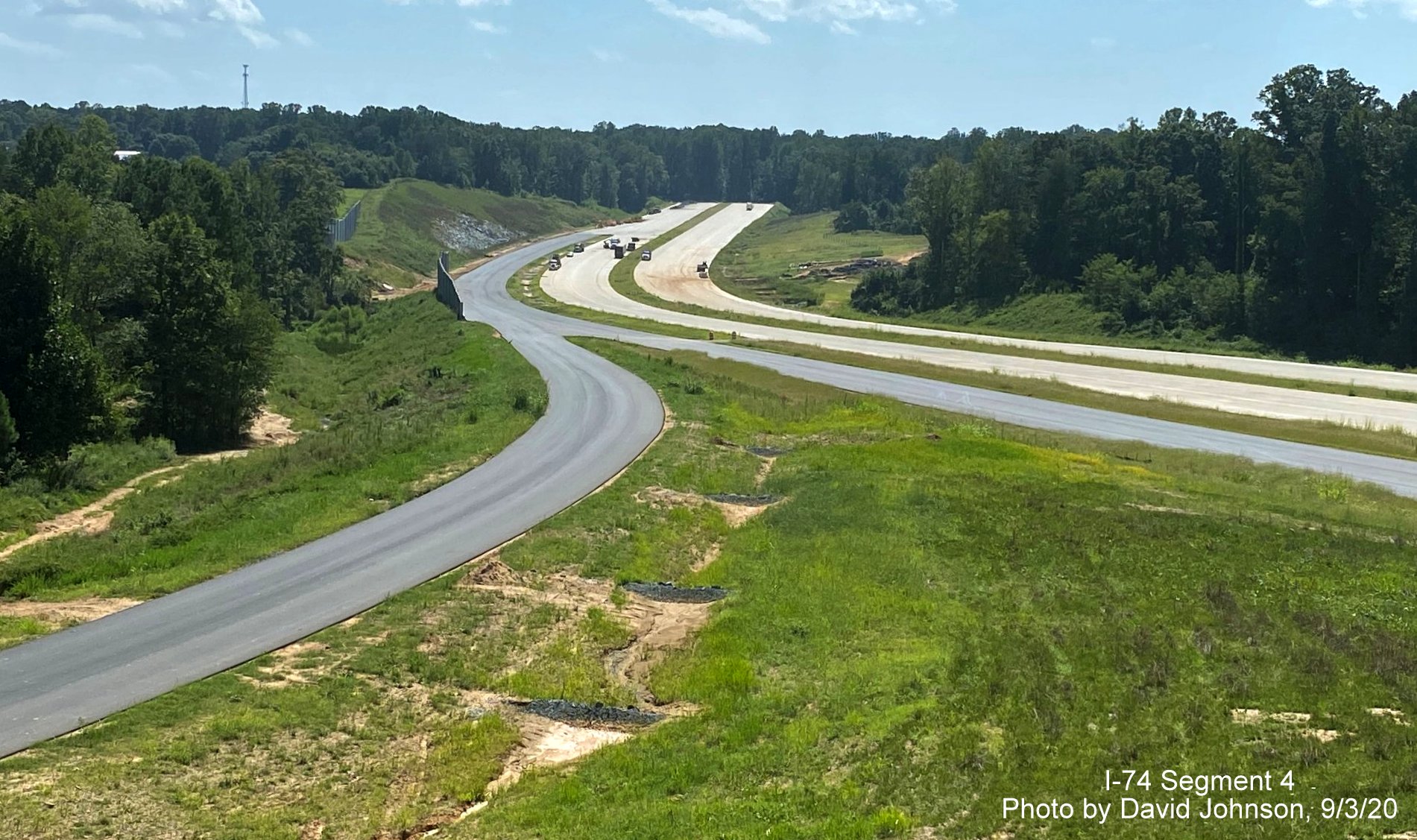 Image of ramp from NC 74 Winston-Salem Northern Beltway to US 421/Salem Parkway, by David Johnson September 2020