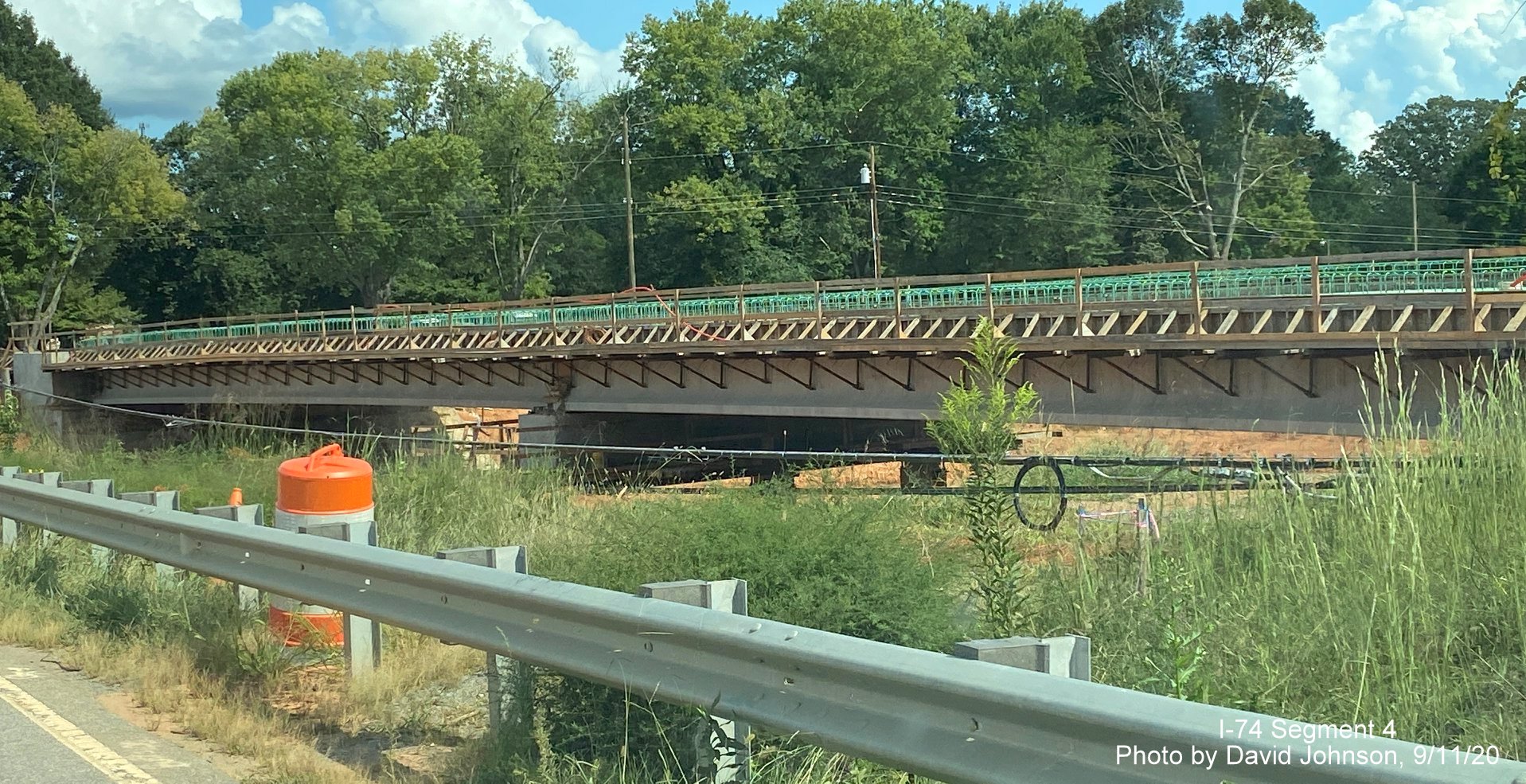 Image looking along NC 66 at future bridge over I-74 Winston Salem Northern 
        Beltway, by David Johnson September 2020