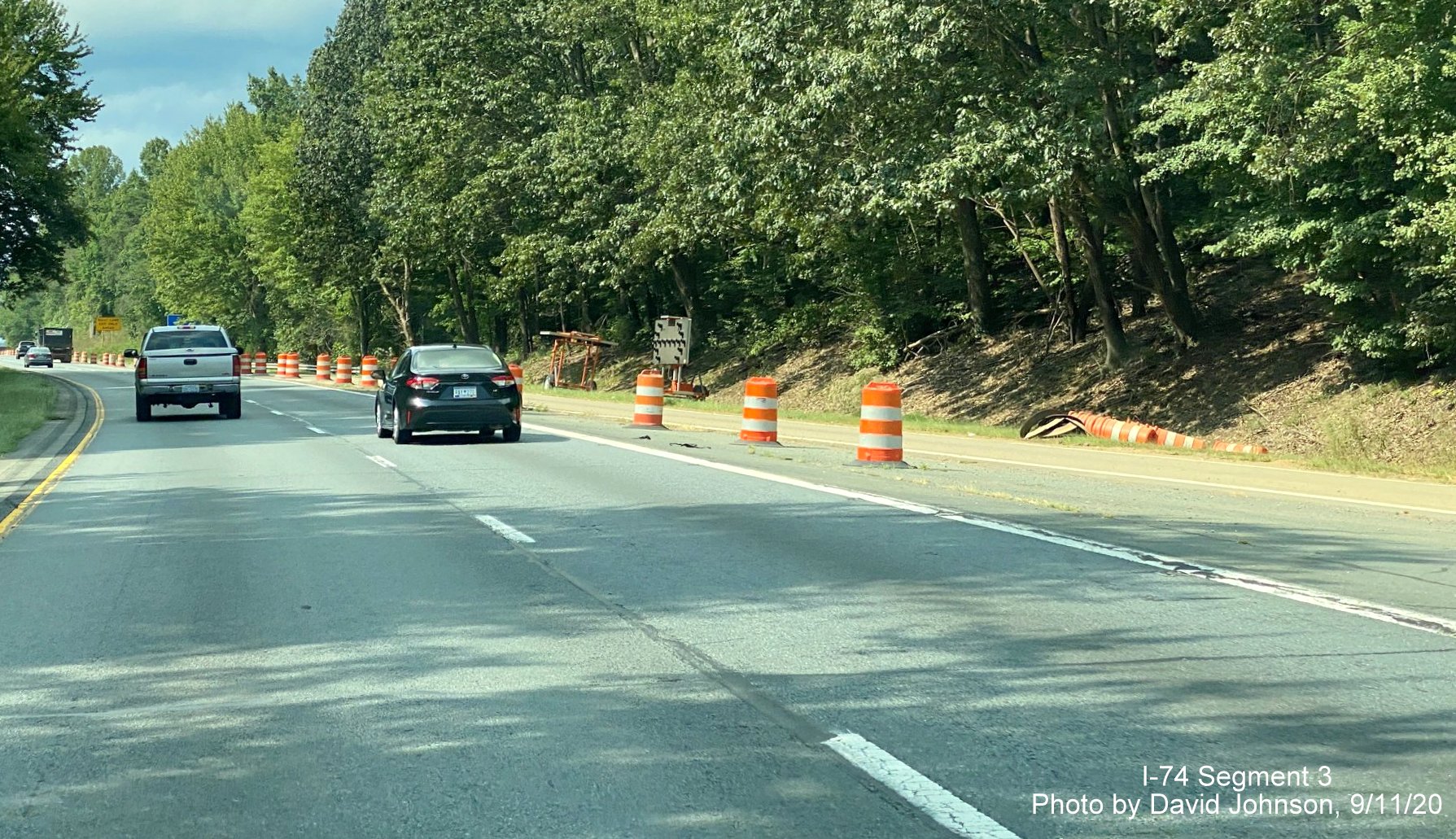 Image of construction along US 52 North approaching future I-74/Winston Salem Northern Beltway interchange, by David Johnson September 2020