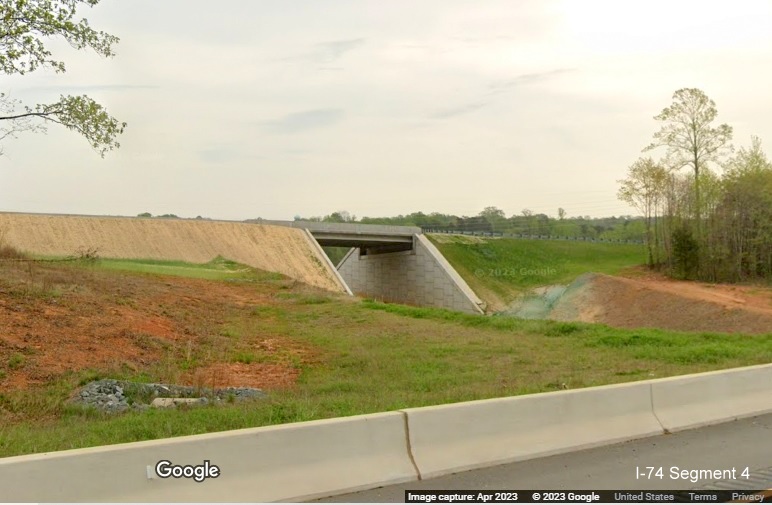 Image of future US 52 North lanes from US 52 South, Google Maps Street View image, 
        April 2023