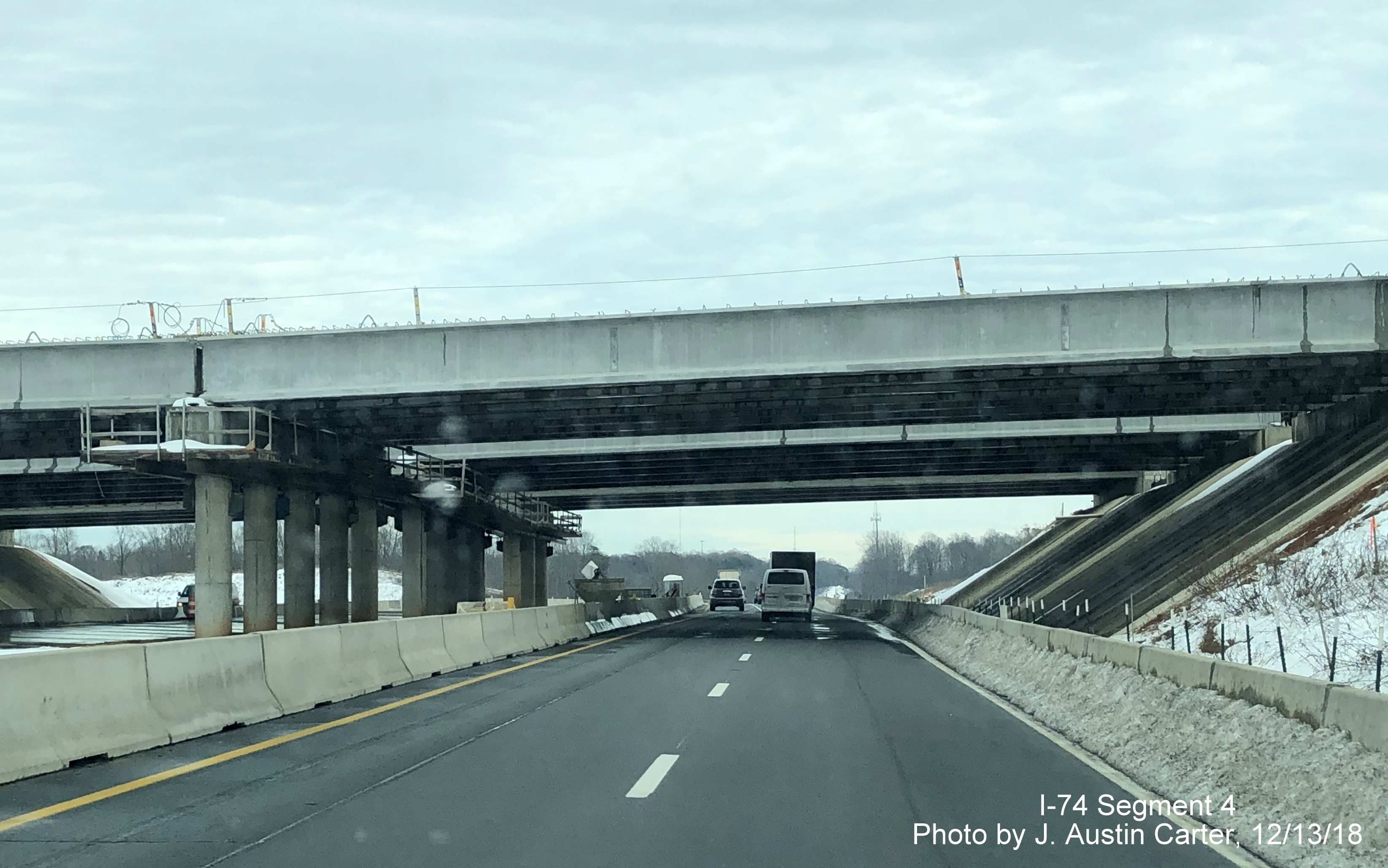 Image of new bridges to carry Future I-74/Winston-Salem Northern Beltway lanes over Business 40 East, by J. Austin Carter