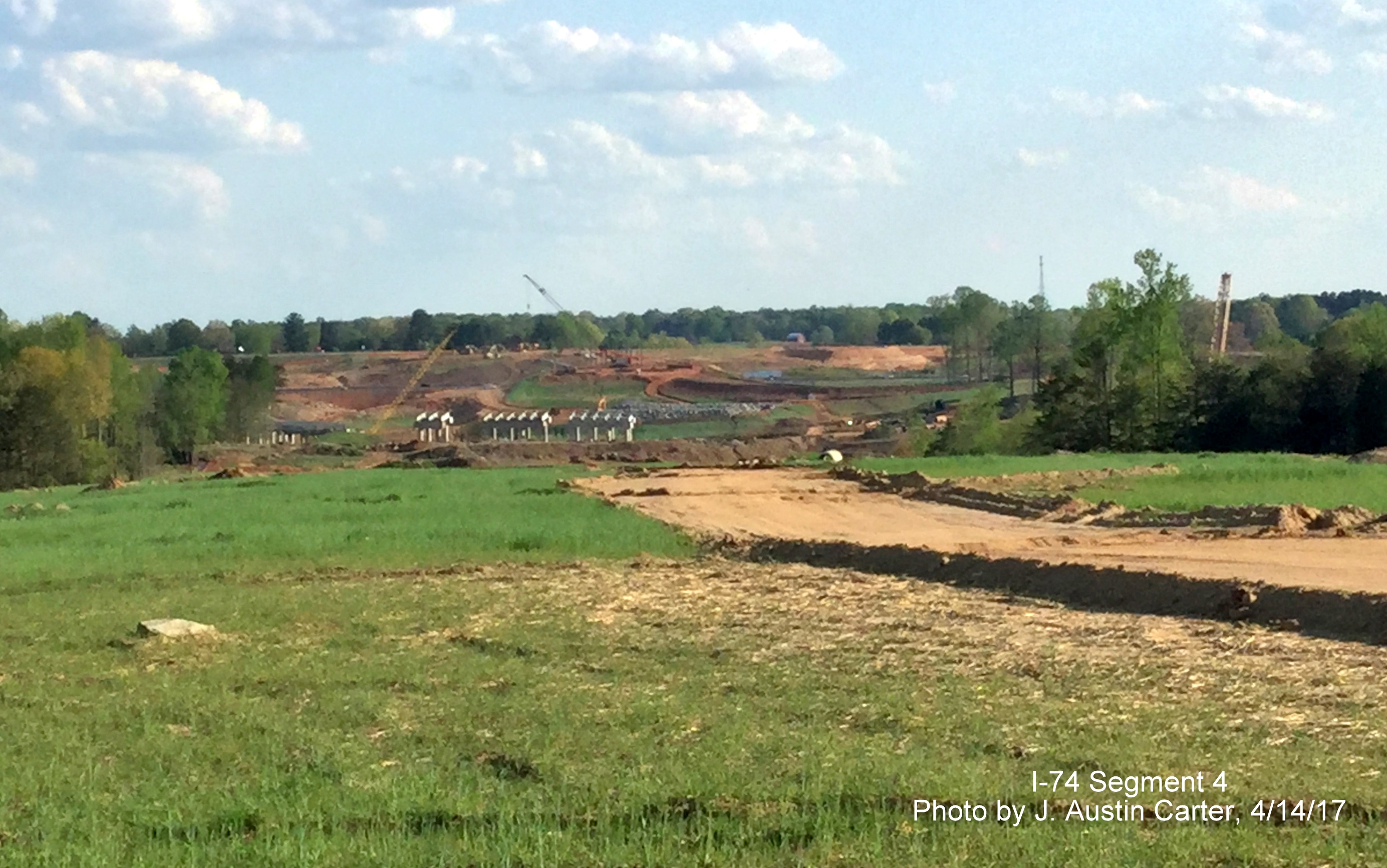 Image taken of view looking at southern end of I-74/Winston-Salem Beltway project and Future 
        interchange with Business 40/US 421/NC 150, by J. Austin Carter