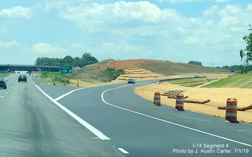 Image of new exit ramp for NC 65 interchanges on US 52/Future I-74 East in Winston-Salem Northern Beltway interchange construction zone, by J. Austin Carter
