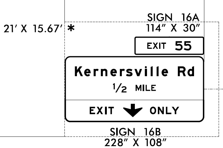 NCDOT sign plan for 1/2 Mile advance sign for Kernersville Road exit on future I-74/Winston 
                                                      Salem Northern Beltway, October 2021