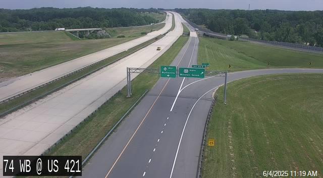 Image of recently opened NC 74 West/Winston-Salem Northern Beltway lanes prior to
      US 52 North bridge, December 2024, Alex Nitzman