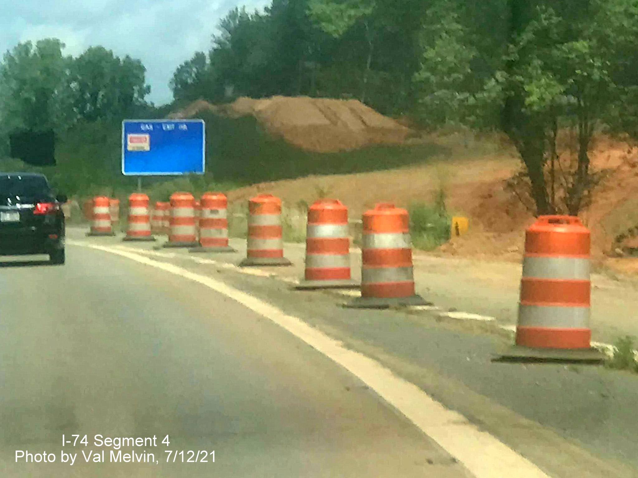 Image of construction from US 52 North of future I-74 Winston Salem Northern Beltway 
        interchange, by Val Melvin. July 2021