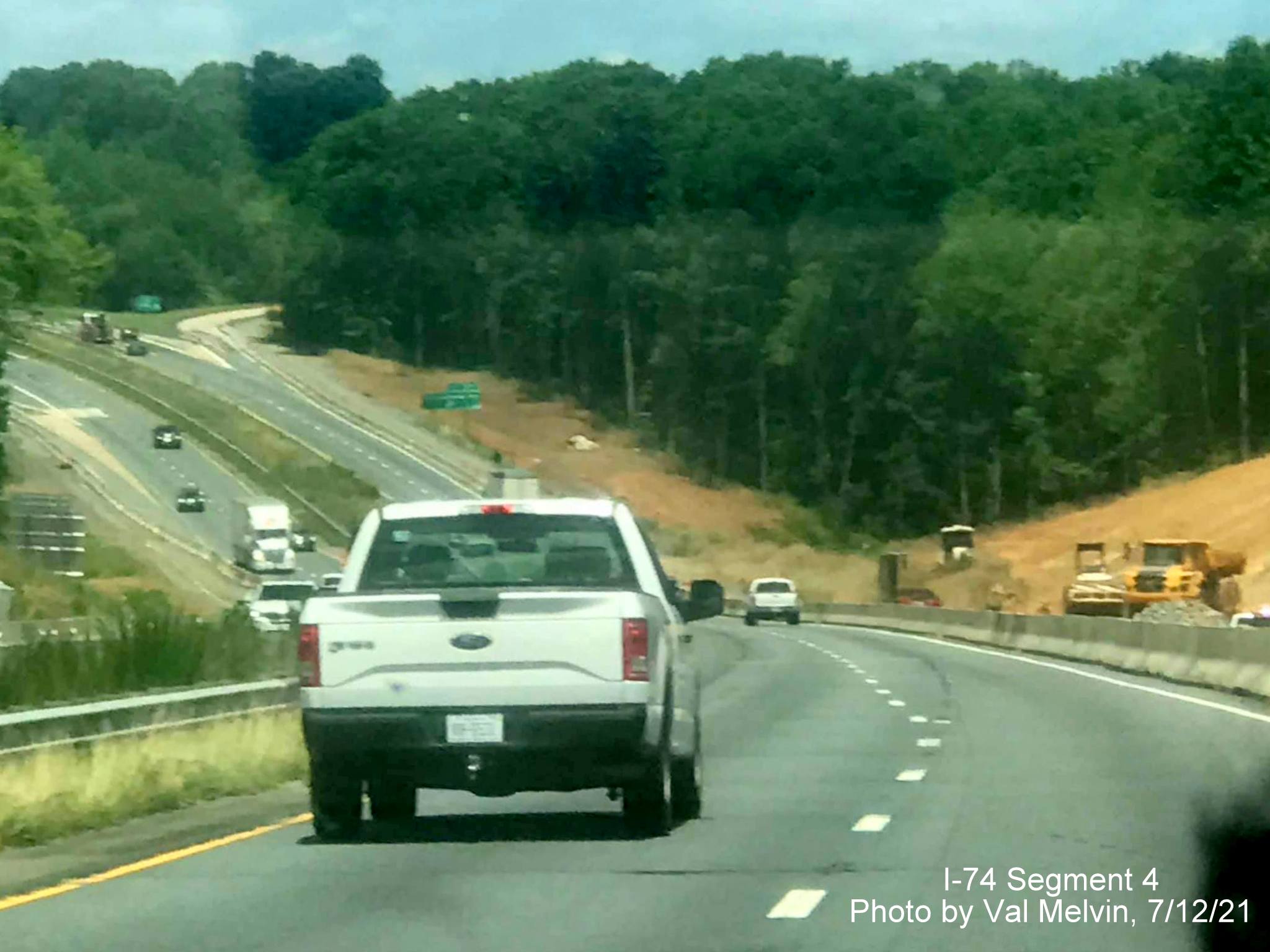 Image of Winston Salem Northern Beltway interchange construction in Rural Hall on US 52 North (Future 
        I-74 West), by Val Melvin. July 2021