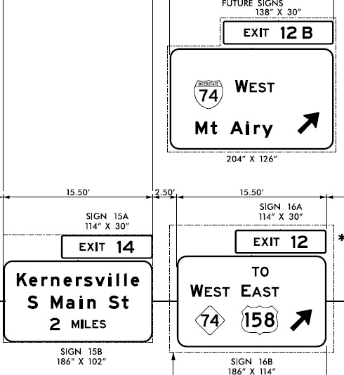 Image of I-74 sign plans in Winston-Salem, from NCDOT