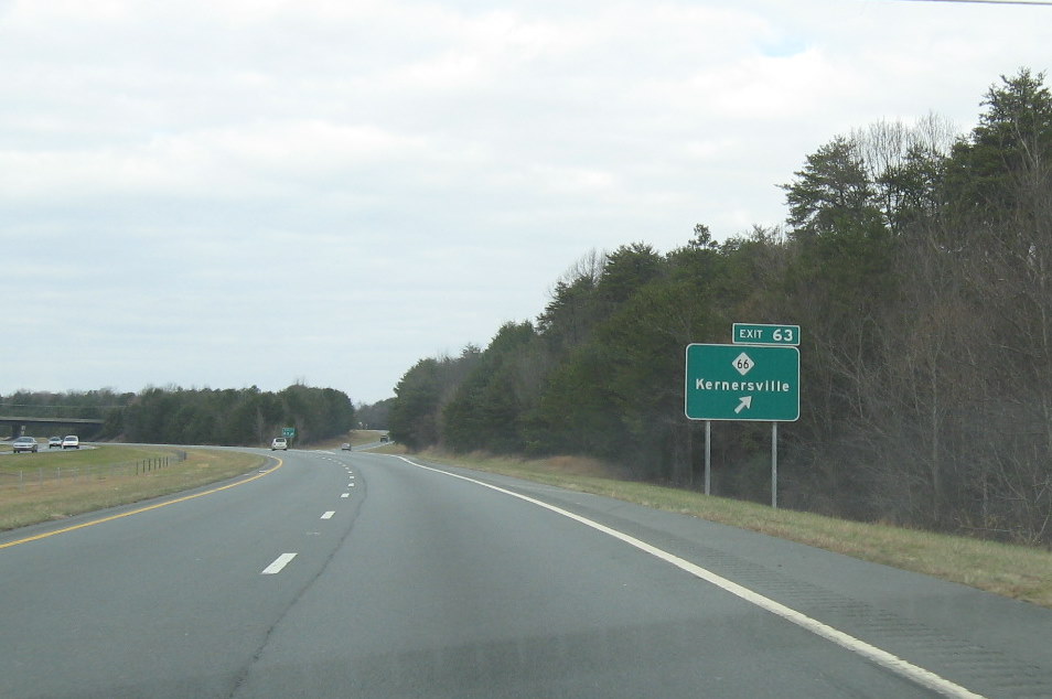Photo of new exit signage along US 311/Future I-74 near High Point, Dec. 2008