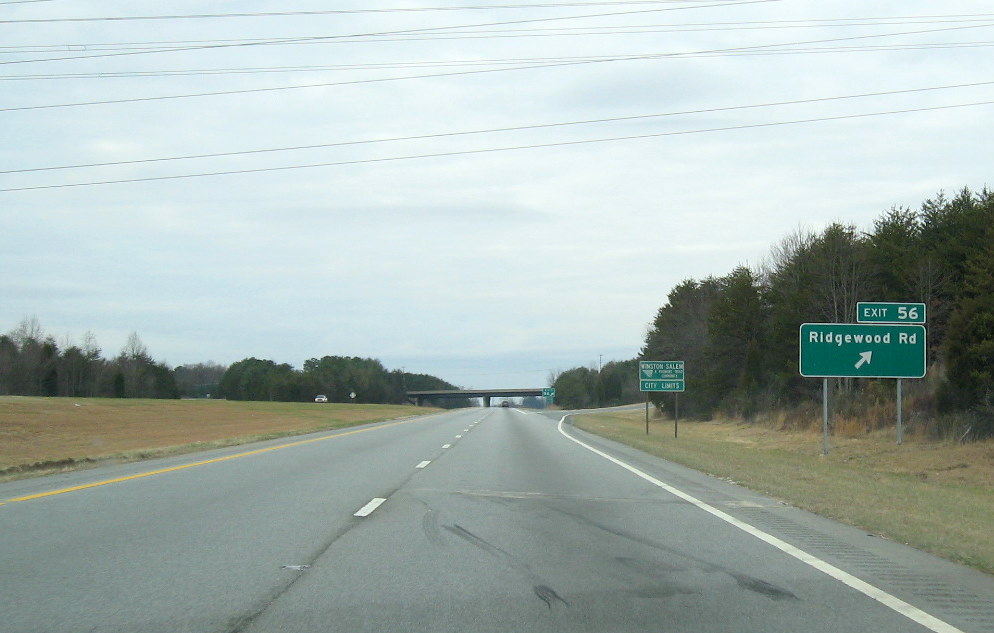Photo of exit signage in vicinity of Ridgewood Road exit on US 311/Future I-74 in Dec. 2008
