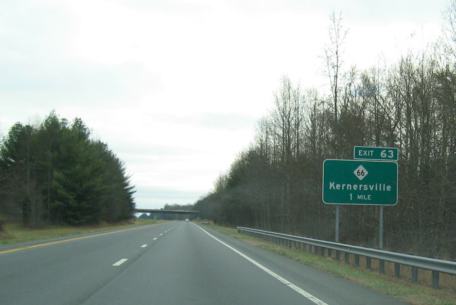 Photo of new exit sign for NC 66 exit on US 311/Future I-74 East, Dec. 2008