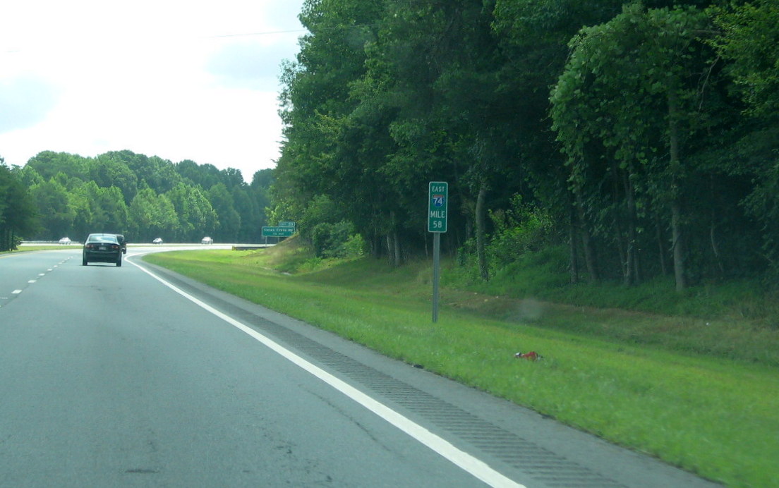 Photo of the new I-74 mile marker on US 311/Future I-74 East, July 2012