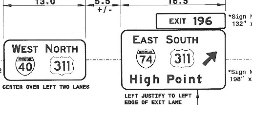 Image of signage plan for I-40 exit to I-74/US 311
