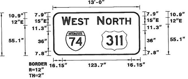 Image of sign plans for West I-74/North US 311 Guide signs in Forsyth County 2014