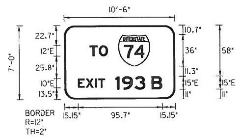 Image of sign plan for To I-74 sign on I-40 West in Winston-Salem, from NCDOT