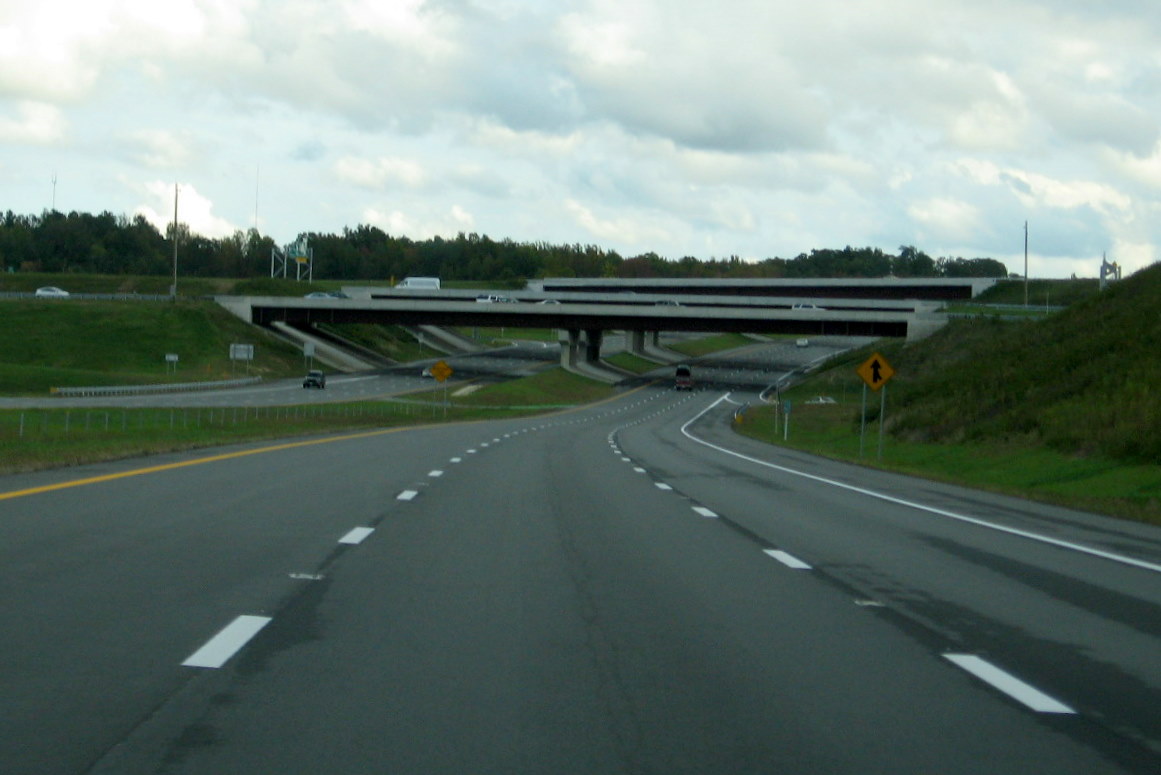 Photo from I-74 East approaching the many ramps and bridges of the I-85 in 
October 2011