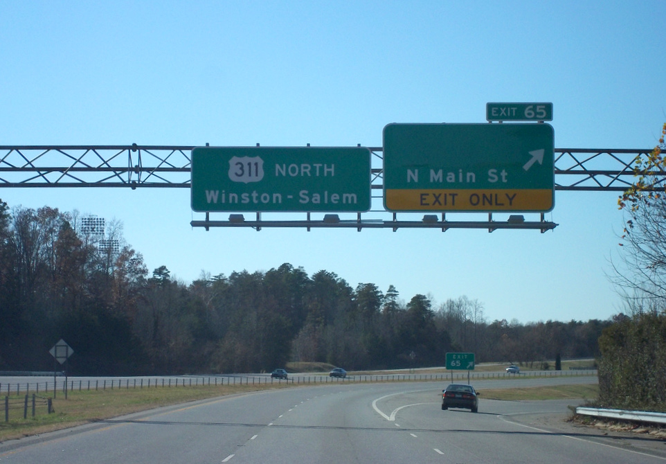 Photo of signage on I-74 Westbound at Johnson St in High Point, Nov. 
2010, Courtesy of Adam Prince