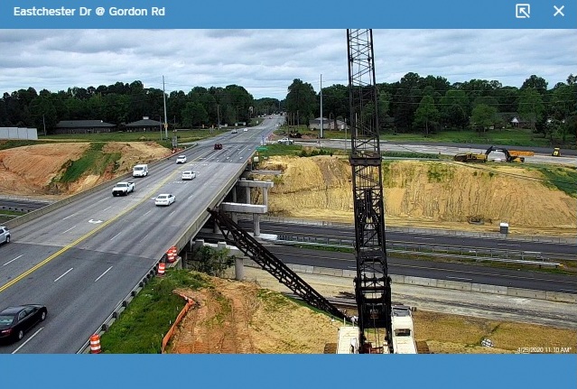 NCDOT traffic camera image of construction at the NC 68 interchange on I-74 in High Point, taken 
                                             April 25, 2020