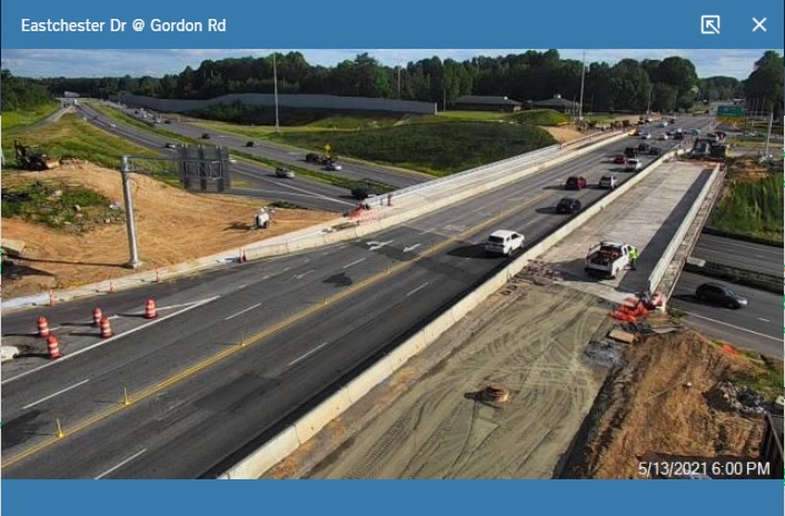 NCDOT traffic camera image of bridge construction of Eastchester Avenue over I-74 in High Point