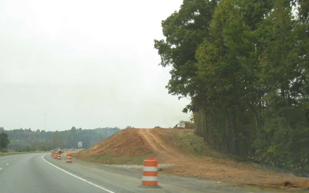 Photo of progress building future I-74 West flyover ramp from US 220 North 
in Randleman, Oct. 2009