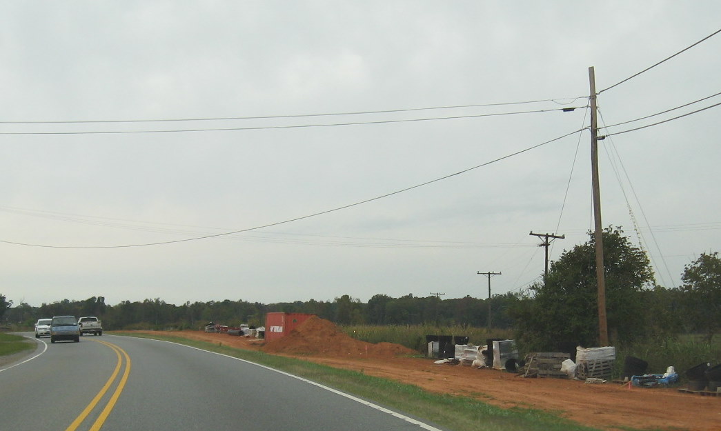 Photo of first construction project at US 311 interchange involving the 
movement of water pipelines, Oct. 2009