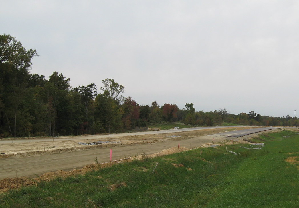 Photo of construction progress south of Poole Road bridge over I-74 Freeway, 
Oct. 2009