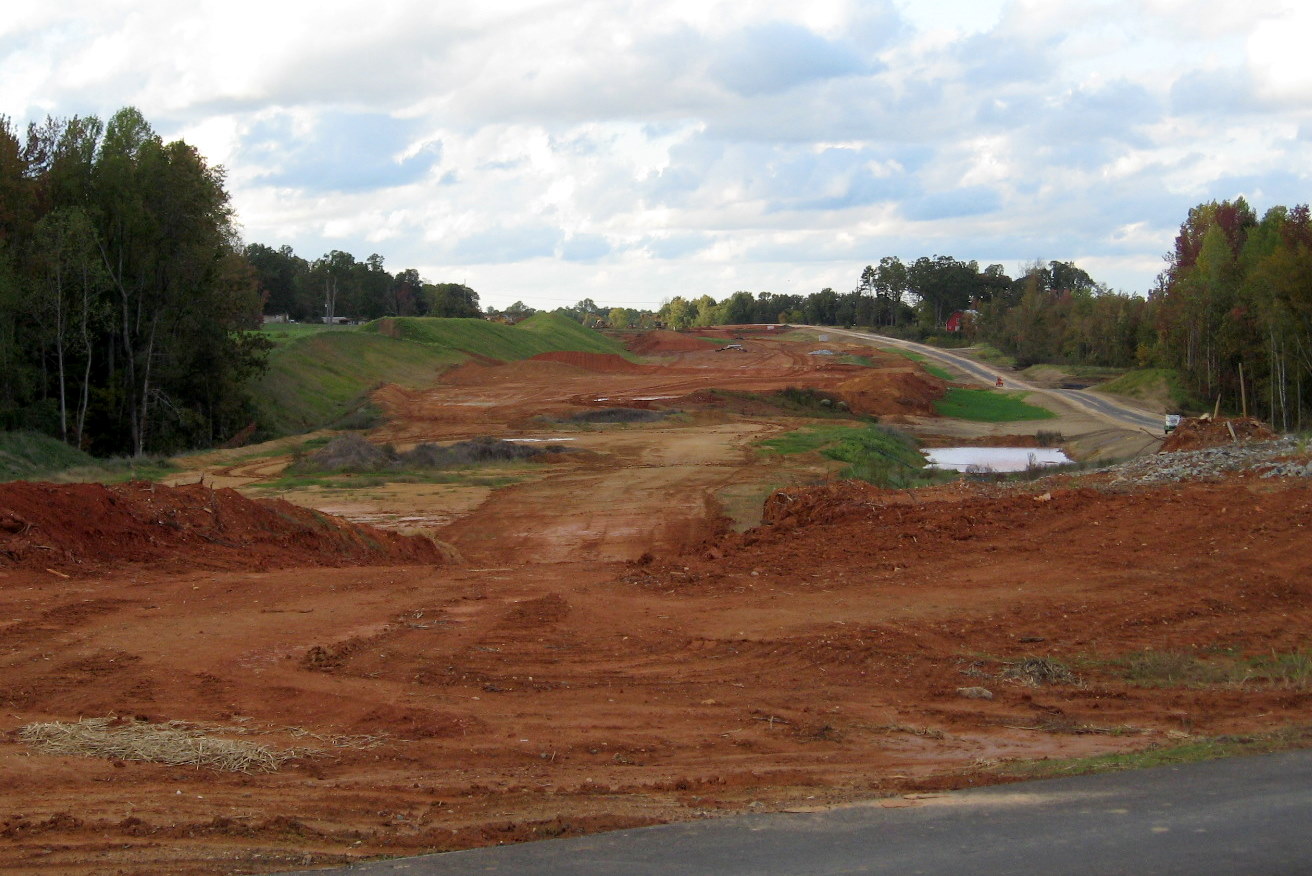 Photo looking north from Branson Davis Rd showing I-74 freeway construction 
progress, Oct. 2011