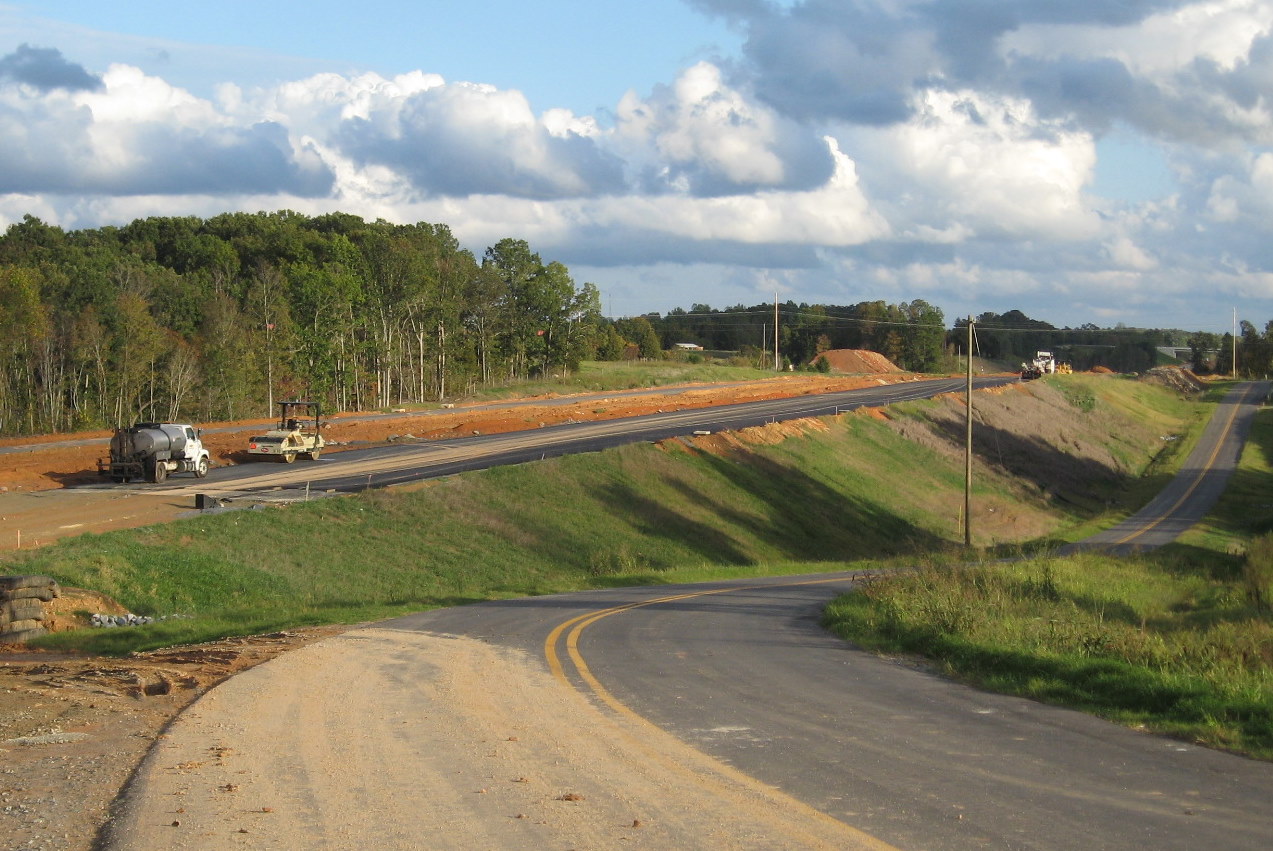 Photo of view south of Plainfield Rd Bridge showing progress in completing 
the  future I-74 freeway in Oct. 2011