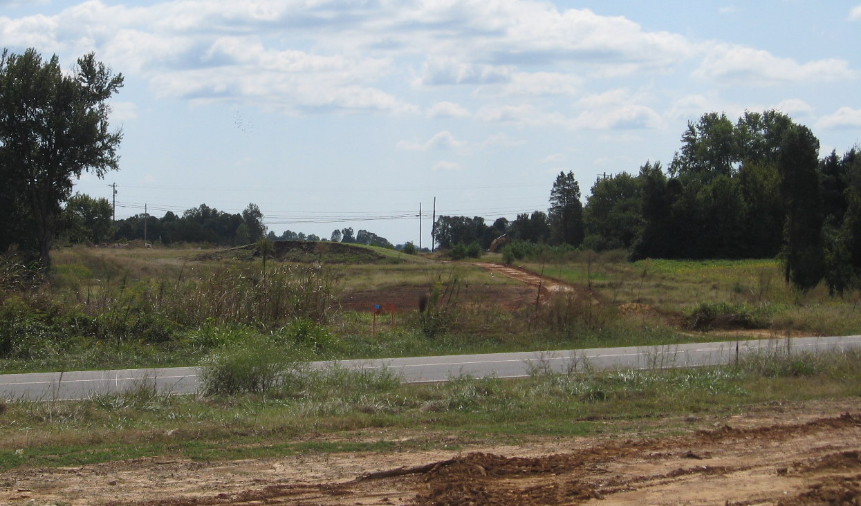 Photo showing I-74 freeway construction progress heading toward Walker 
Mill Road from Branson Davis Rd in Oct. 2010