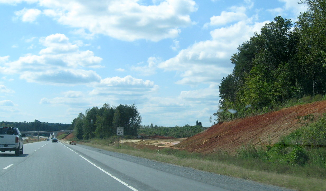 Photo of progress building future West I-74 exit ramp from US 220 in 
Randleman in October 2010