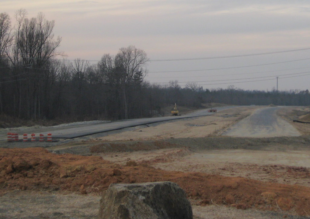 Photo of final grading of new alignment for Cedar Square Road for I-74 
construction in Dec. 2009