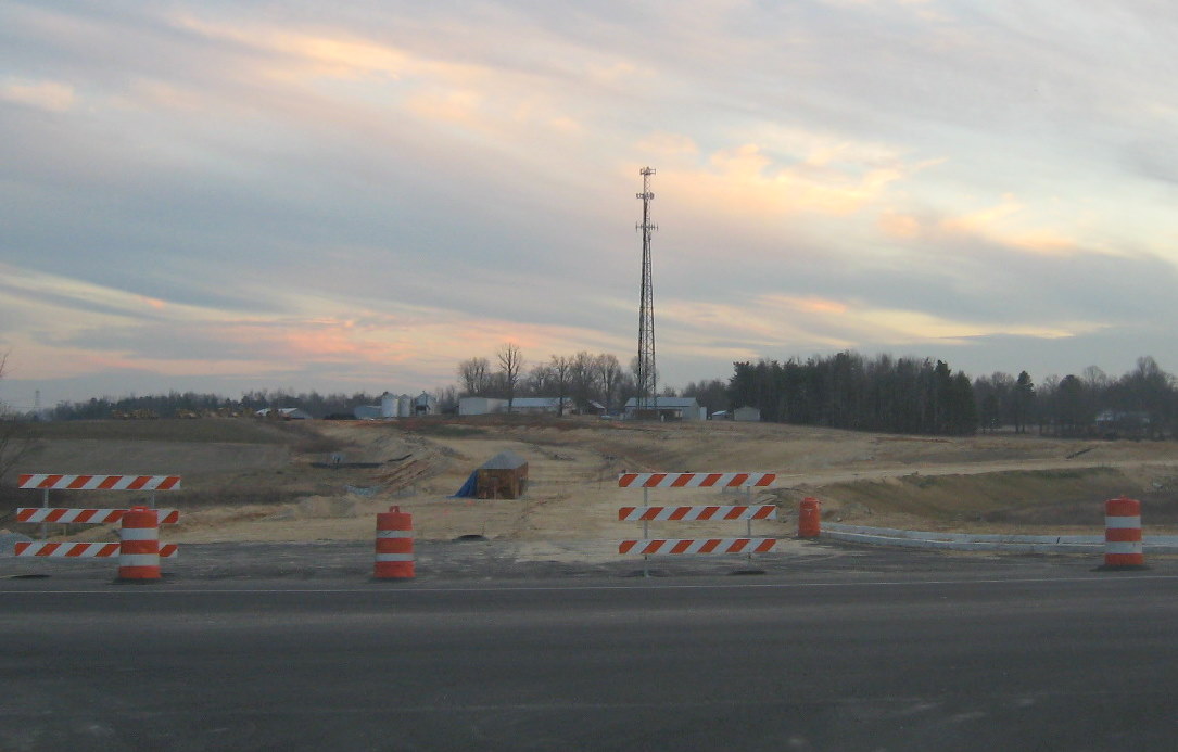Photo of progress in creating the I-74 west off-ramp to Cedar Square Road 
in Jan. 2010