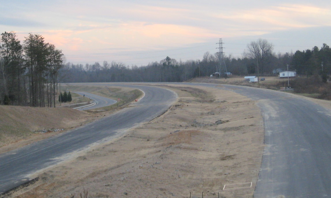 Photo of construction progress south of Poole Road bridge over I-74 Freeway, 
in Jan. 2010