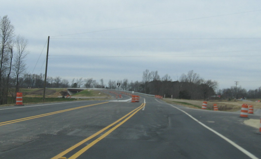 Photo showing progress in building the new alignment for Cedar Square Road 
in Dec. 2009