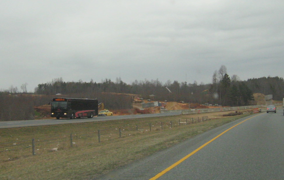 Photo of progress building future I-74 ramp bridges from US 220 South in 
Randleman, Mar. 2010