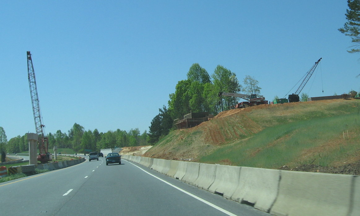 Photo of progress building future I-74 West flyover ramp from US 220 
South in Randleman, April 2010