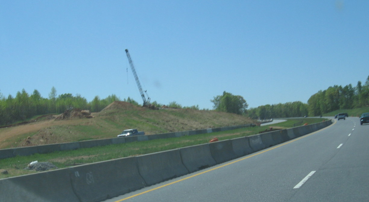 Photo of progress building future I-74 West flyover ramp from US 220 
North in Randleman, Apr. 2010