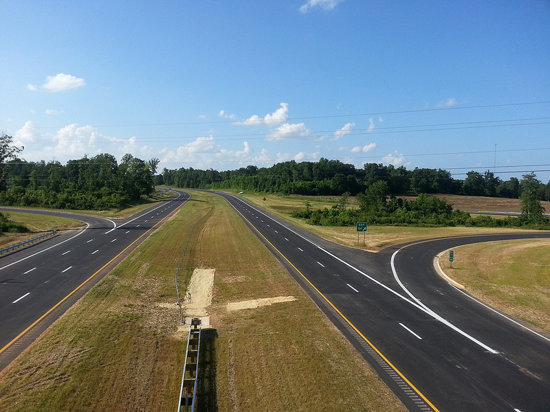 Photo of finished I-74 freeway from US 311 bridge near Sophia, May 2013 from MBHockey13
